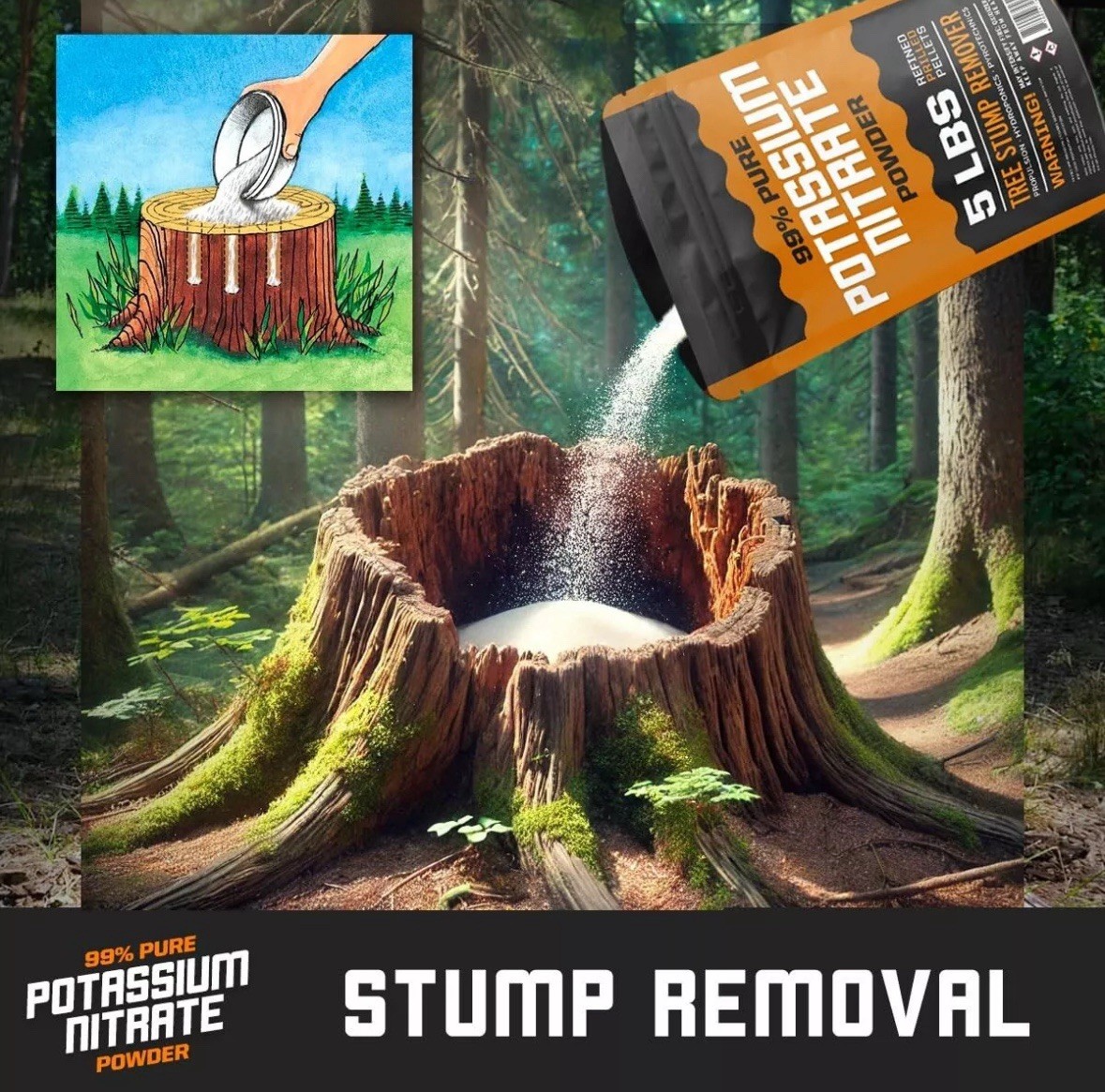 5 Lb. Stump Remover – Multi K – Drill & Pour – Easy To Use – USA made