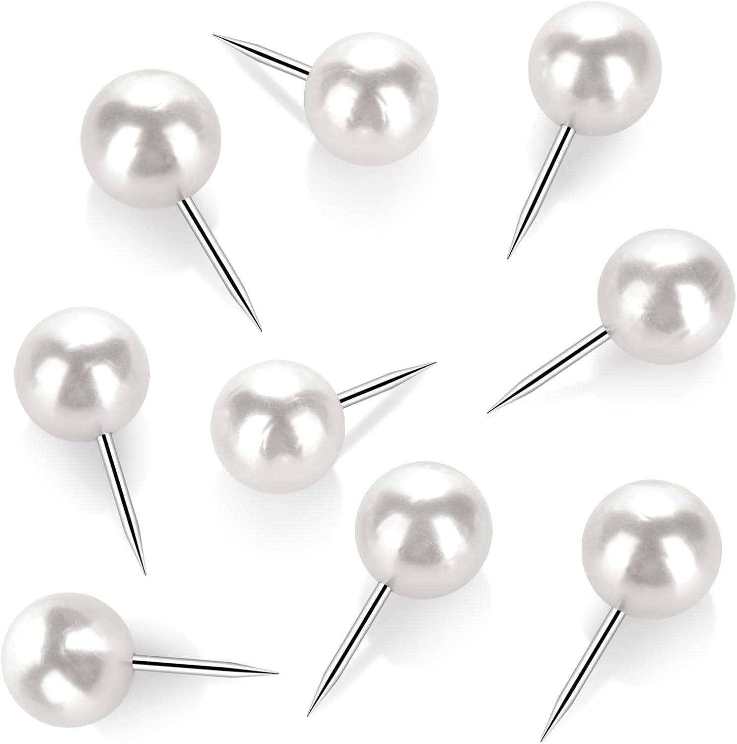60 Pcs Push Pins, Thumb Tacks for Decorative Wall, Pearl White Thumbtacks for Bu