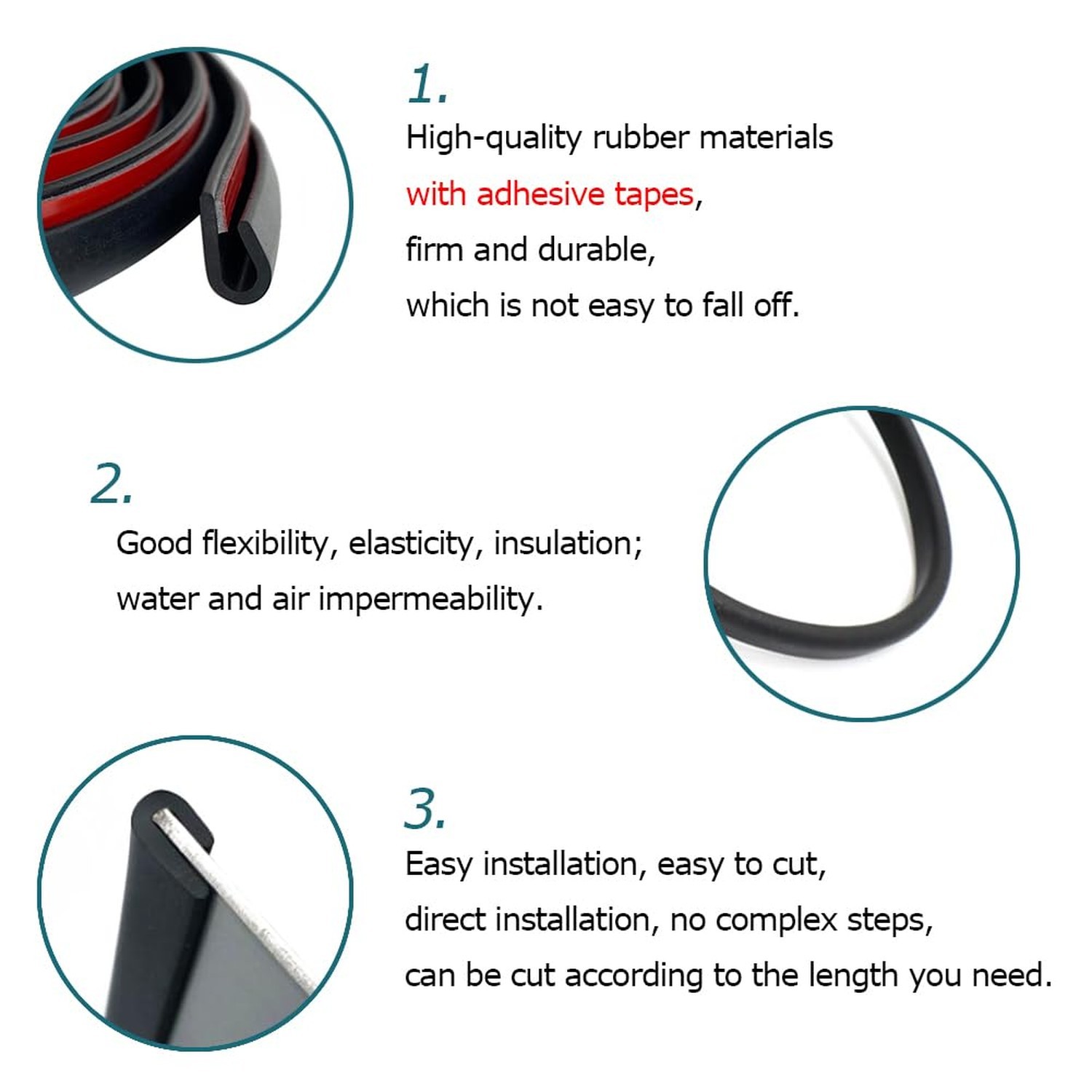 Rubber Edge Trim Black, U Channel Rubber Seal Strip with Self-Adhesive Tape, …