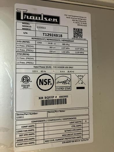 Traulsen G30011 77″ G Series 3-Solid Doors, Stainless Reach-In Refrigerator