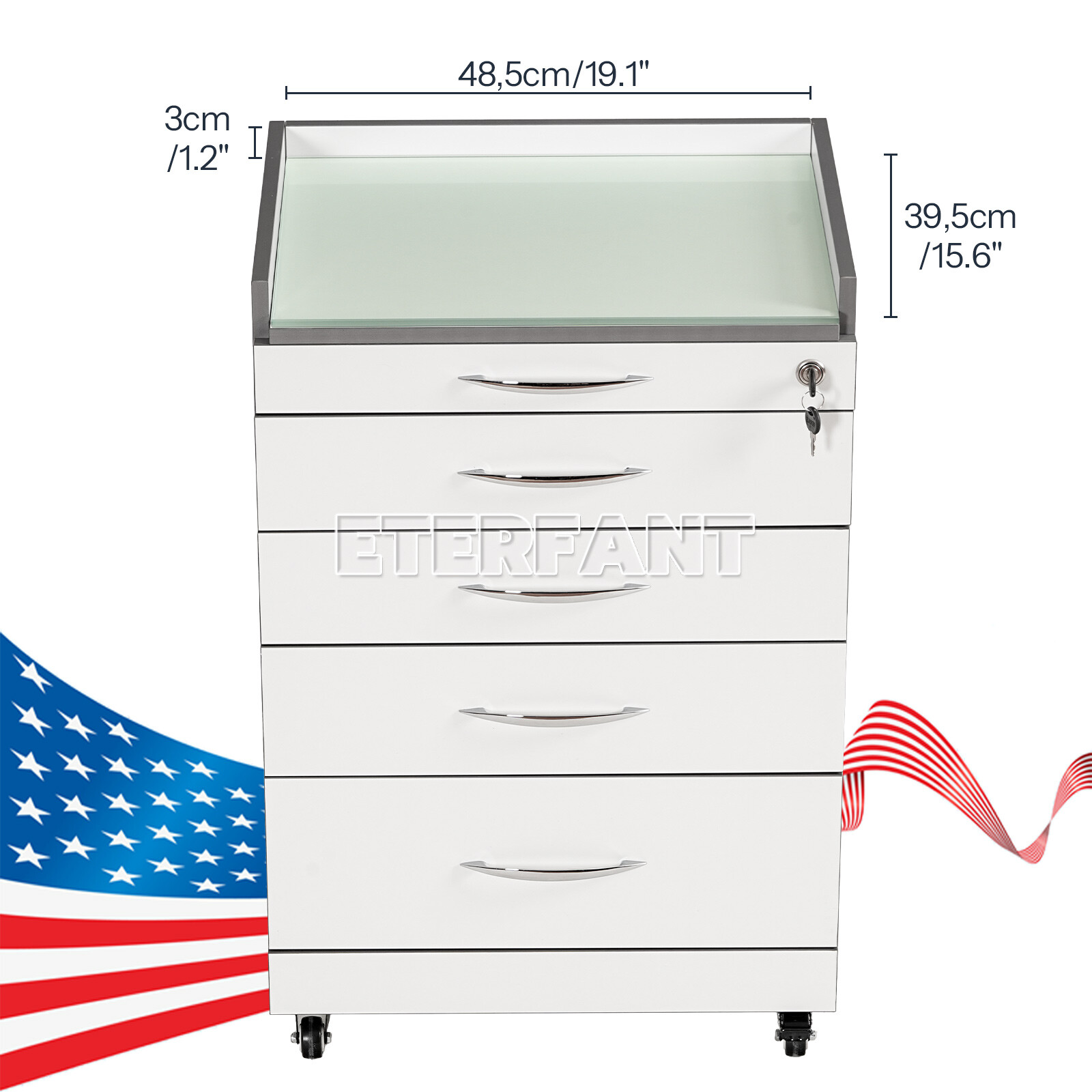Dental Cabinet Rolling Medical Trolley Mobile Wooden Cart With Socket 4 Drawers