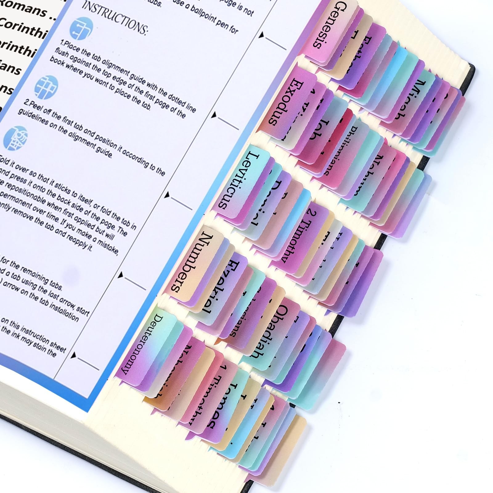 Laminated Bible Tabs for Women&Men，75 pcs Large Print for Bible Study,Rainbow…