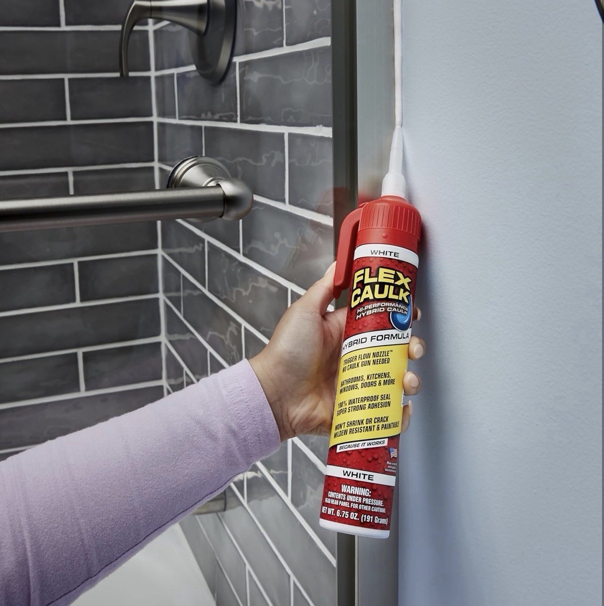 Flex Caulk Hybrid Polymer Sealant White 9 oz, Waterproof – Pack of 4