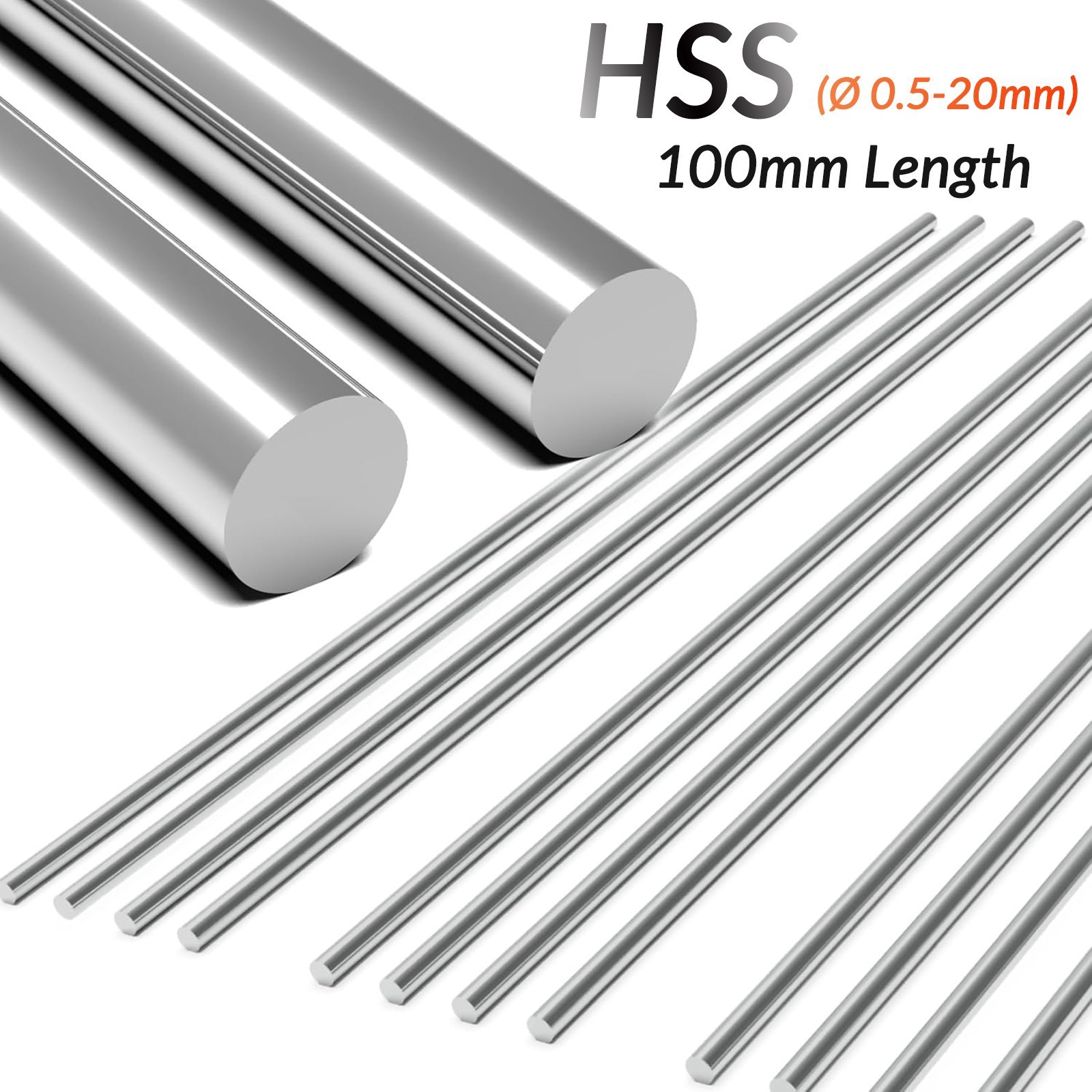 100mm long HSS Round Bar Ø 0.5-20 mm High Speed Steel Rod Metal Tools HRC 62