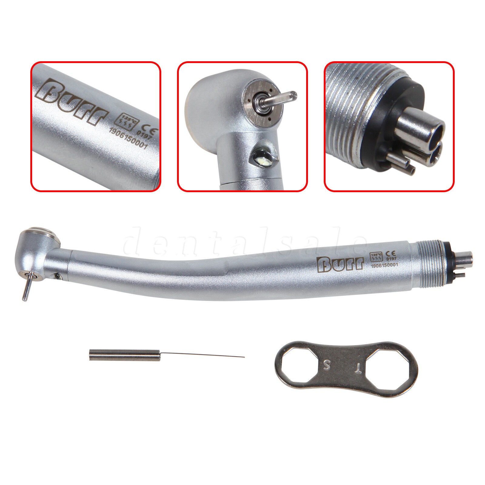 Dental LED Handpiece Standard Push Button High Speed Handpiece 4 Holes Burr NEW