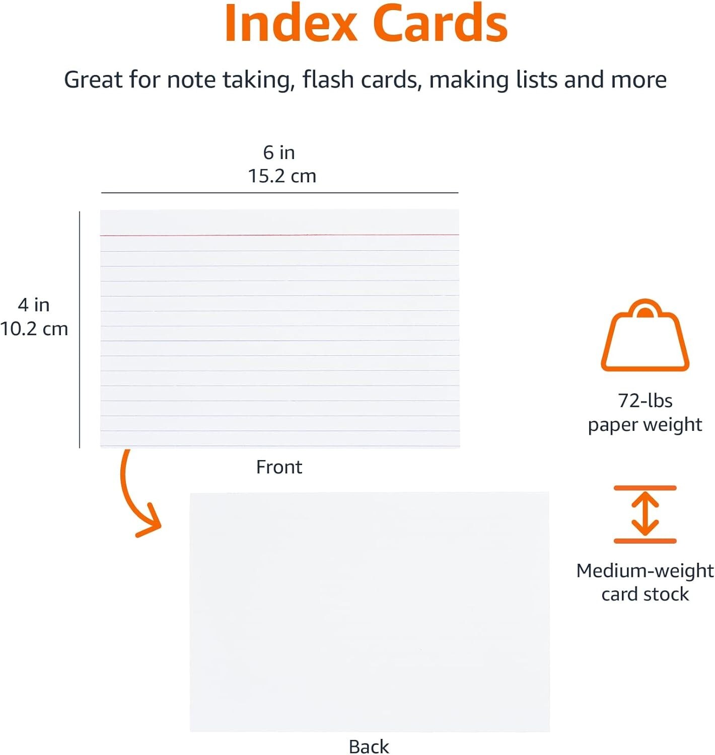 500 Count Ruled White Index Note Cards – Perfect for Study & Lists