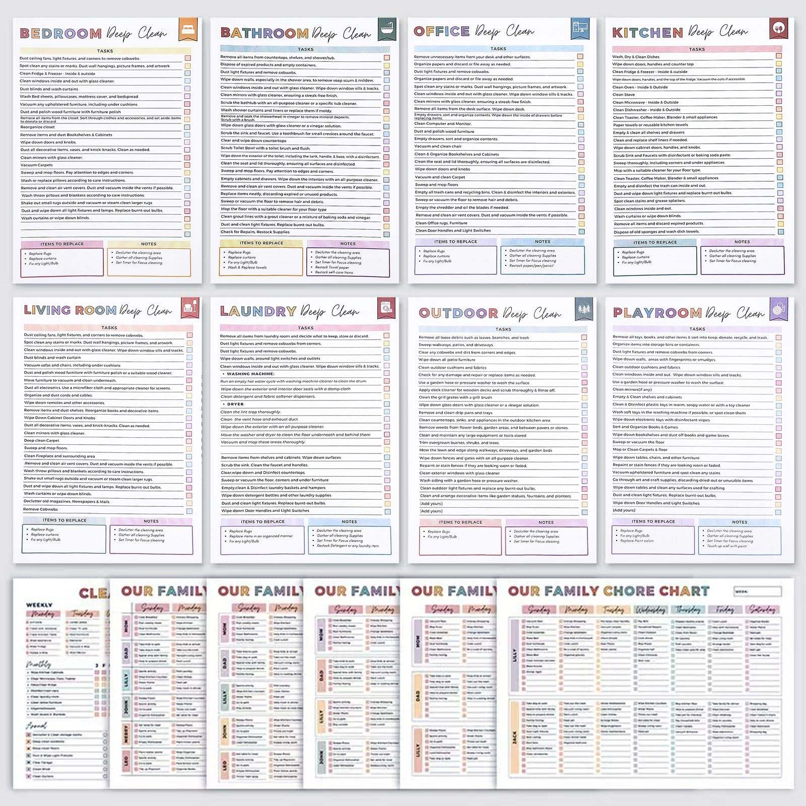 ADHD Cleaning Planner, Cleaning Schedule and Checklist Organizer, Daily Weekl…