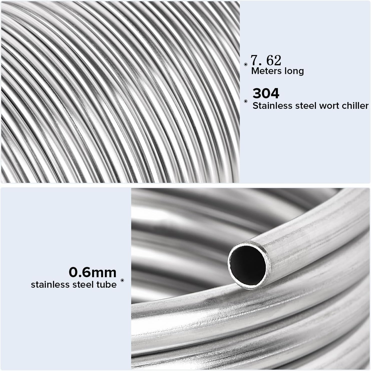 304 Stainless Steel Coil Tubing 1/2″ OD X 25Ft Length, Metal Tubing for Industri