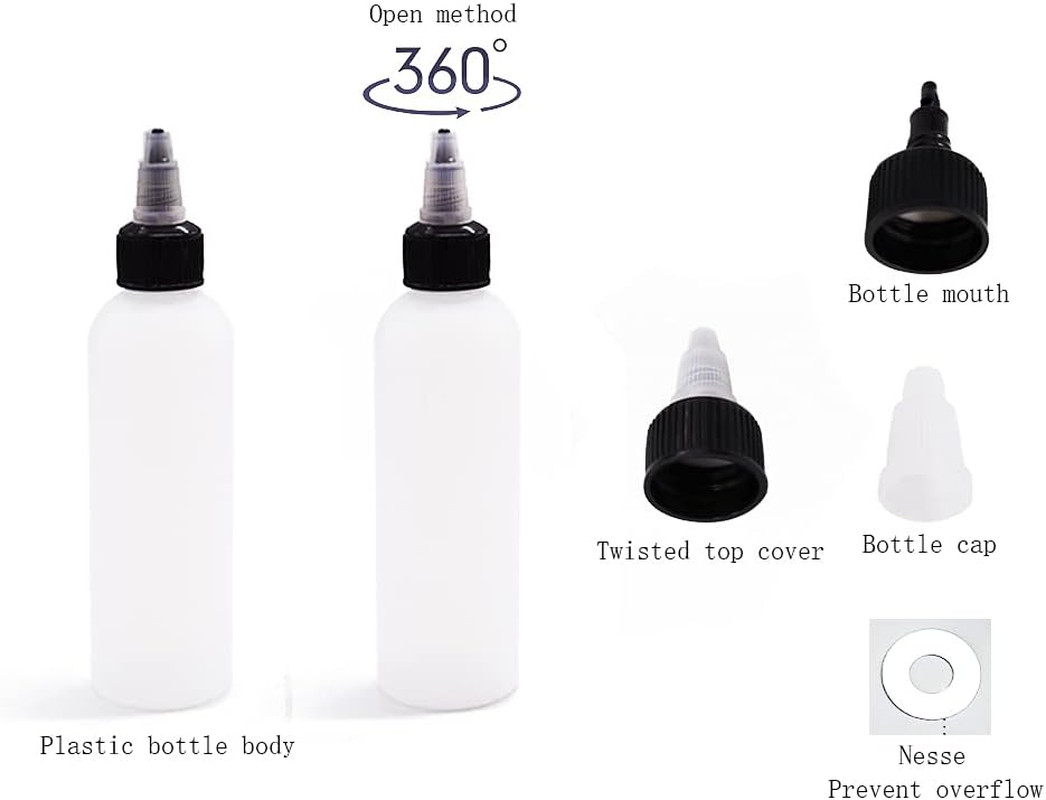 20 Pack 4Oz Boston Squeeze Bottles, Clear Plastic Dispensing Bottles with Twist