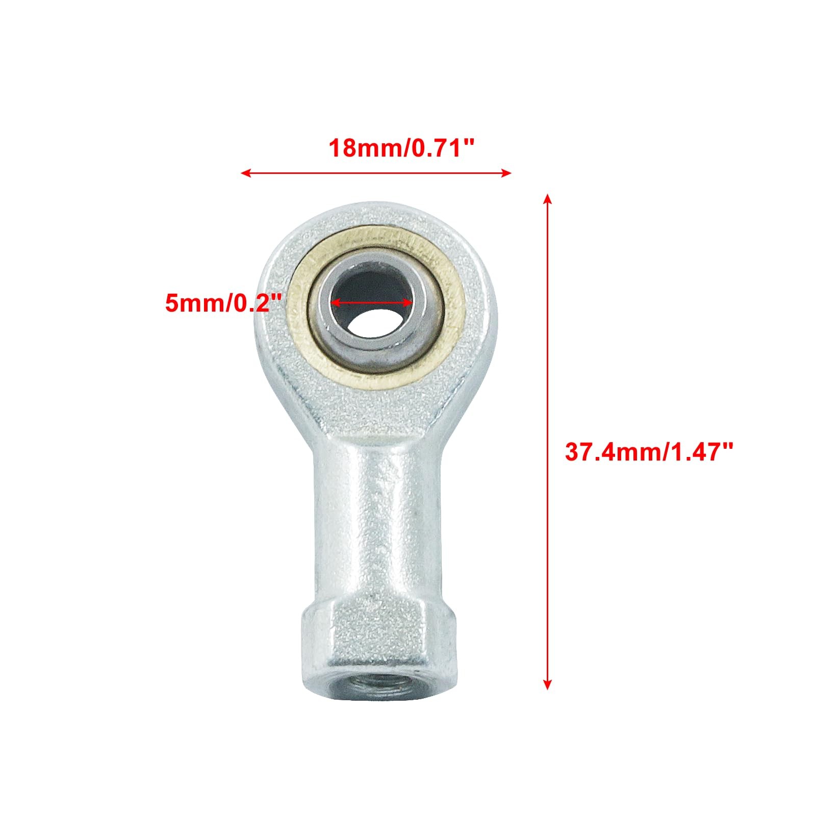 PHITUODA 3/16″ 5mm Inside Dia Rod End Bearing Self Lubricating, M5 x 0.8 Fema…