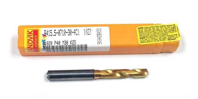7.1mm (.2795″) Carbide Jobber Length Drill 140 Degree Sandvik Coromant R415.5