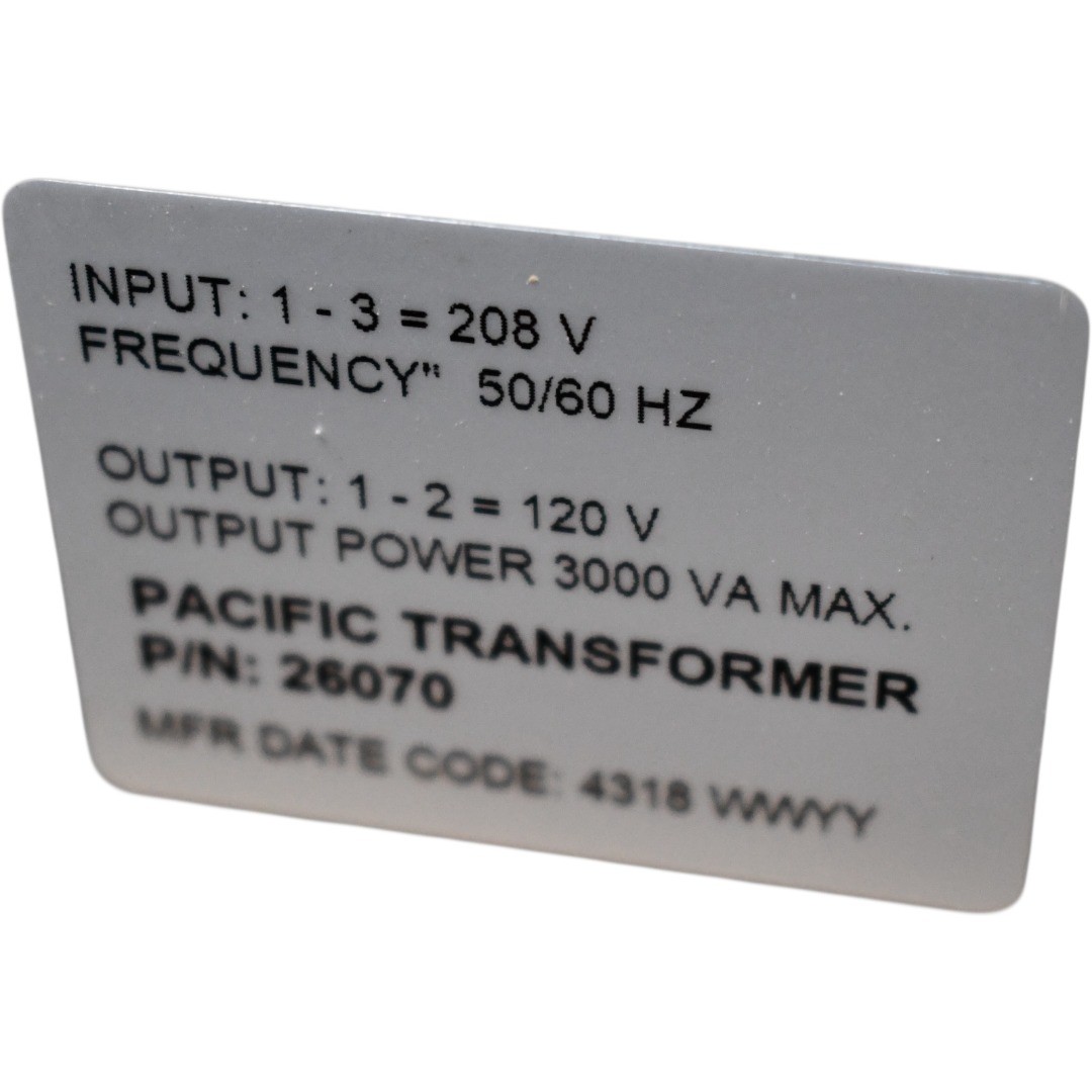 NEW Pacific Transformer 26070 Step Down Power Transformer 208V to 120V 3000VA