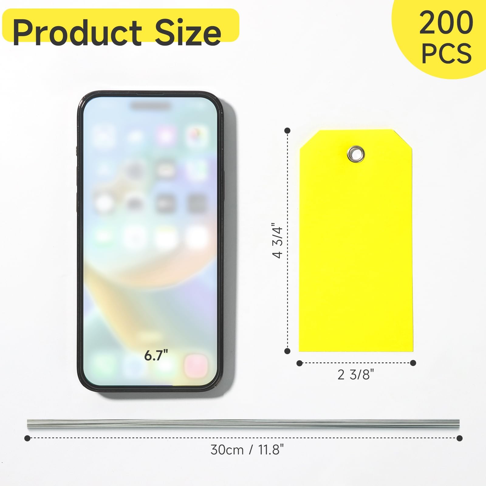 200 Pieces 4 3/4″ x 2 3/8″ Plastic Shipping Tags 4.75 x 2.375 inch, Yellow