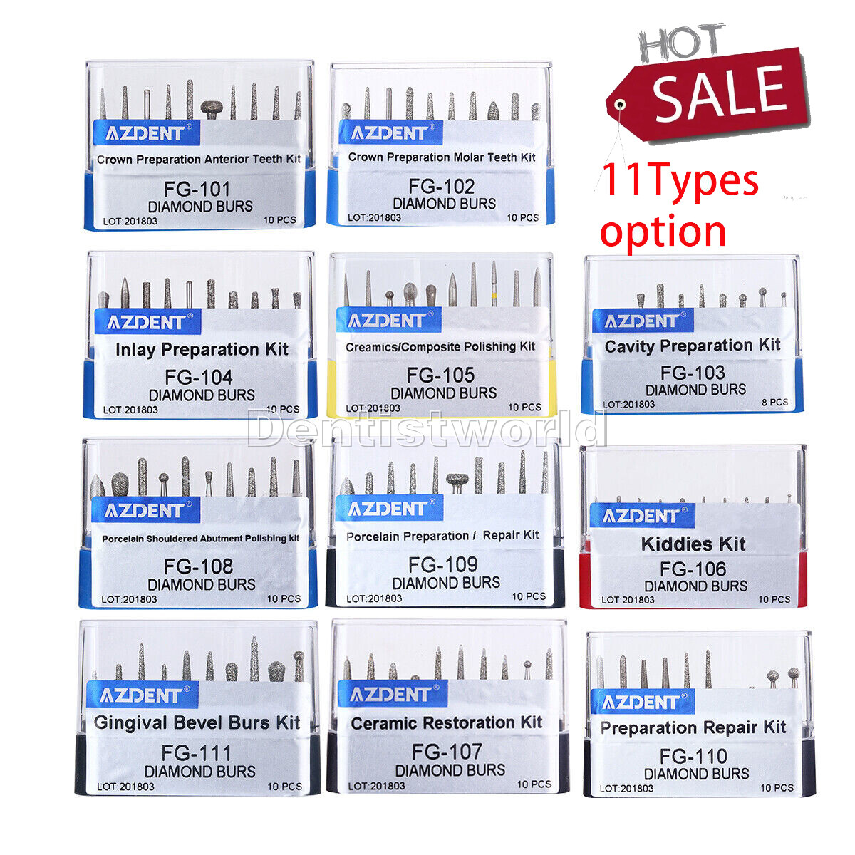 AZDENT Dental FG Diamond Burs Fit High Speed Handpiece Composite Polishing
