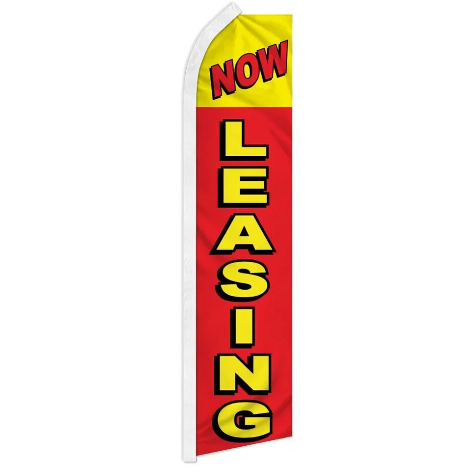 Now Leasing Swooper Advertising Real Estate Banner Flag for Apartments (RD/YW)