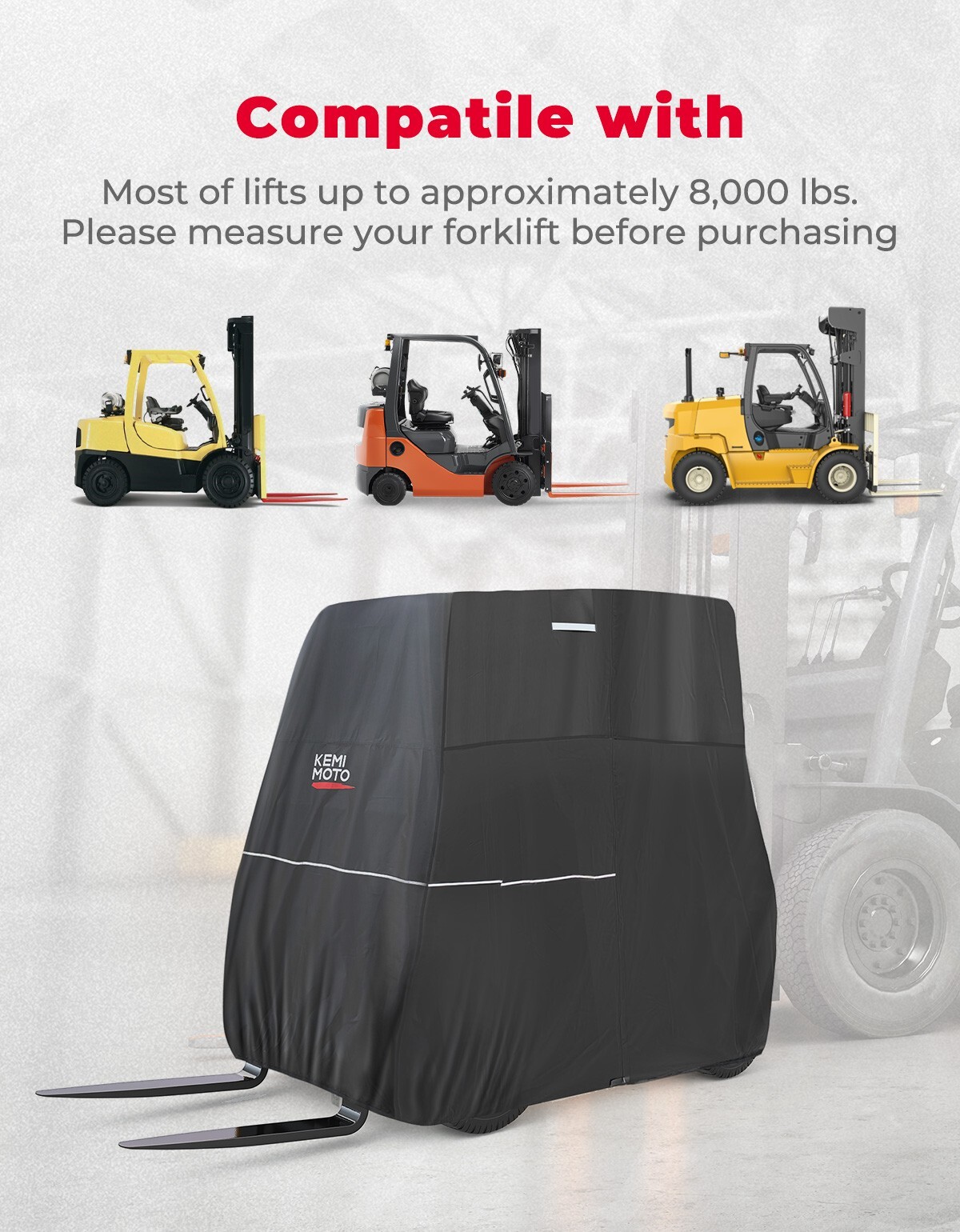 KEMIMOTO For most Standard Forklifts 420D Heavy Duty Forklift Storage Cover