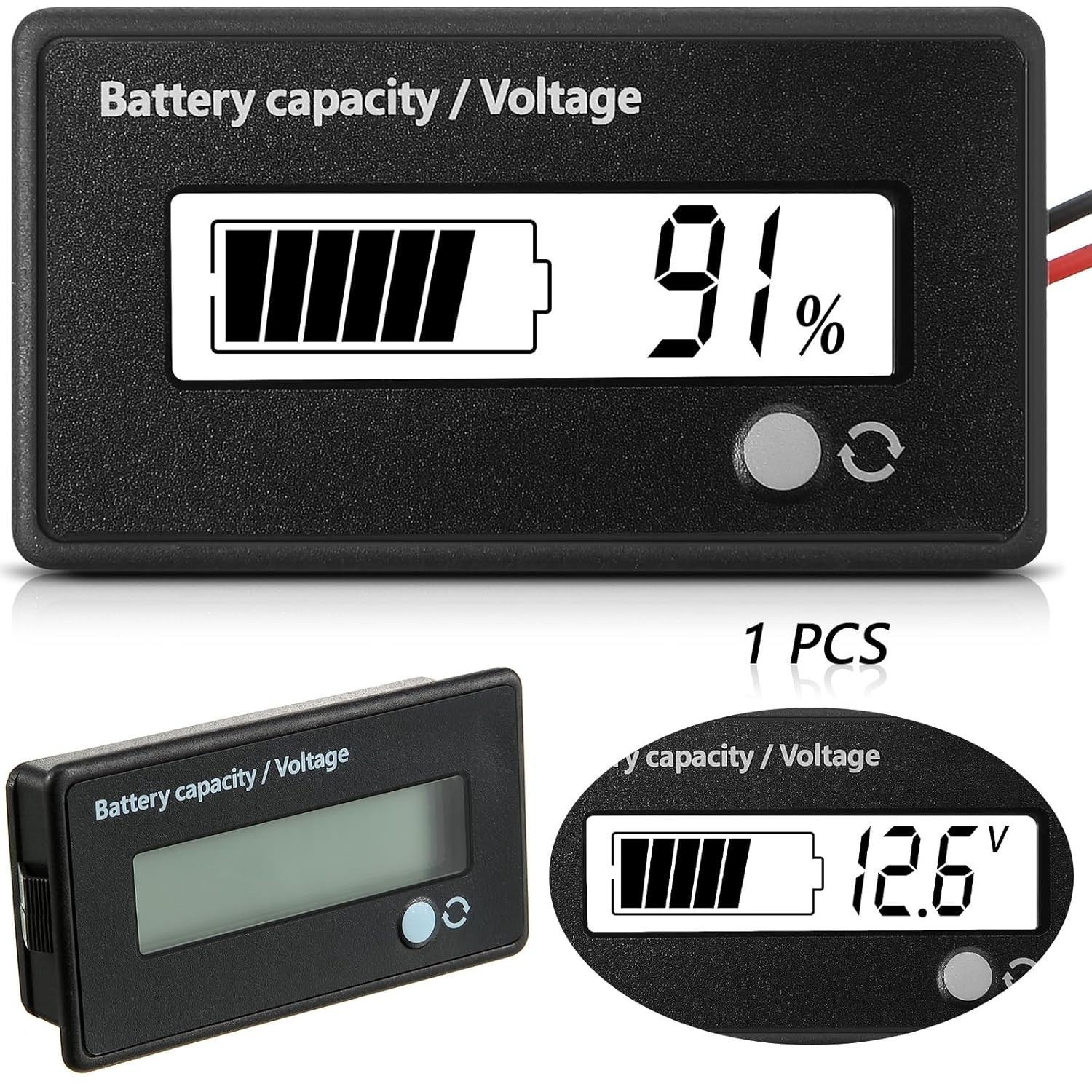 Versatile Digital Battery Meter 12V-84V with Backlit LCD & Low Battery Alarm