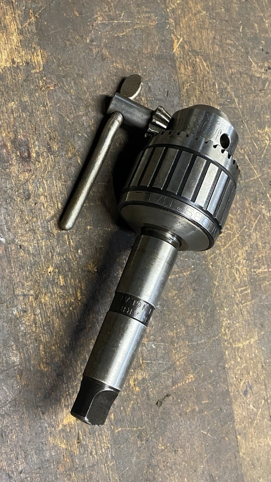 Jacobs 18N Ball Bearing Super Chuck with 4MT Shank Lathe Mill No. 4 Morse Taper