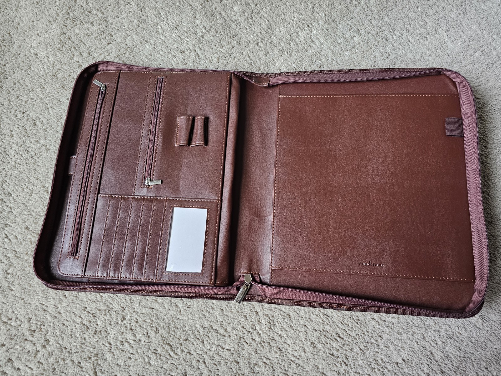 Wundermax Portfolio Binder Zipper Padfolio Vegan Leather Business Organizer