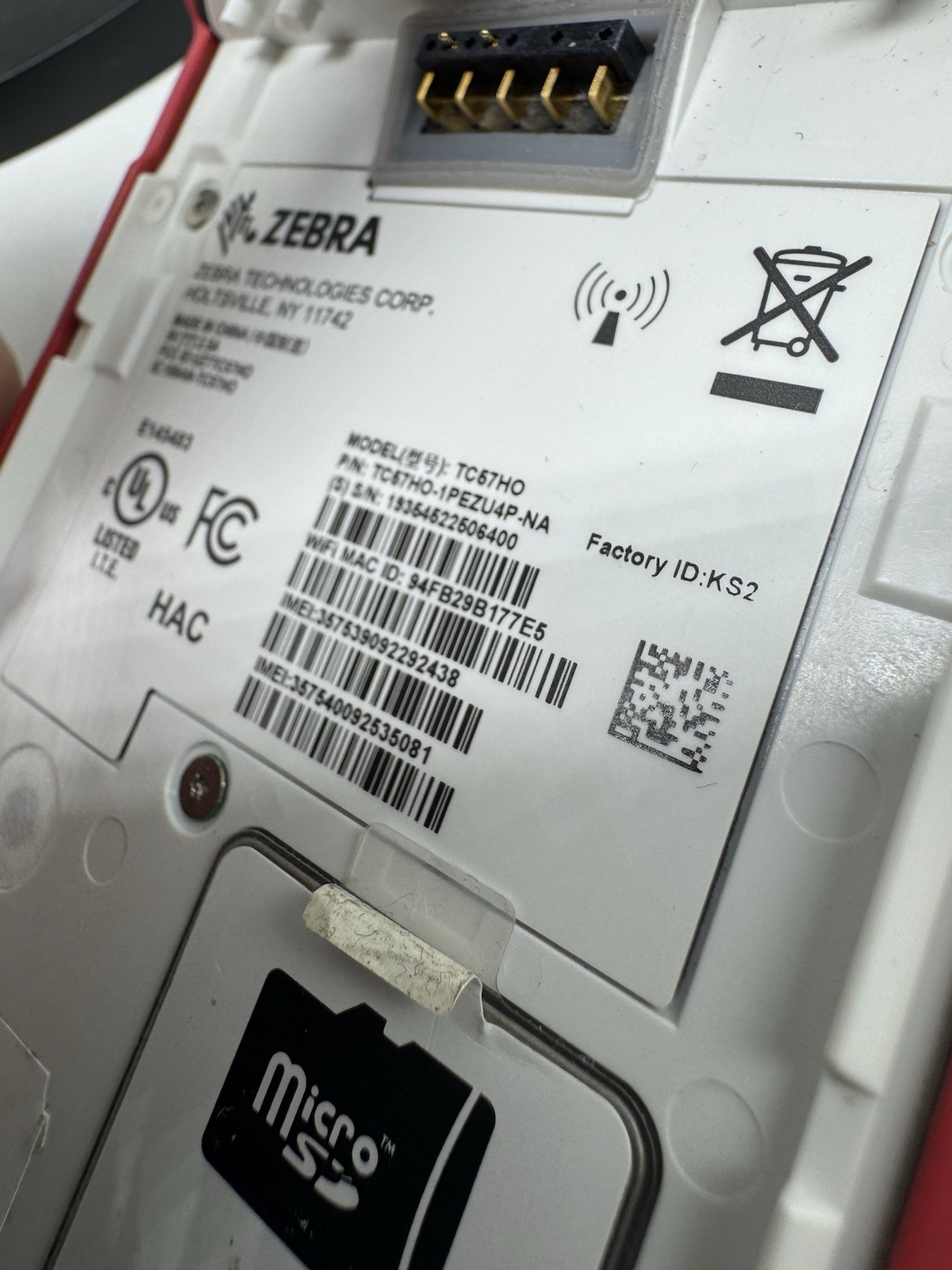 TARGET Zebra TC57 Series Mobile Touch Wi-Fi Model TC57 MPN TC57HO Needs Wipe