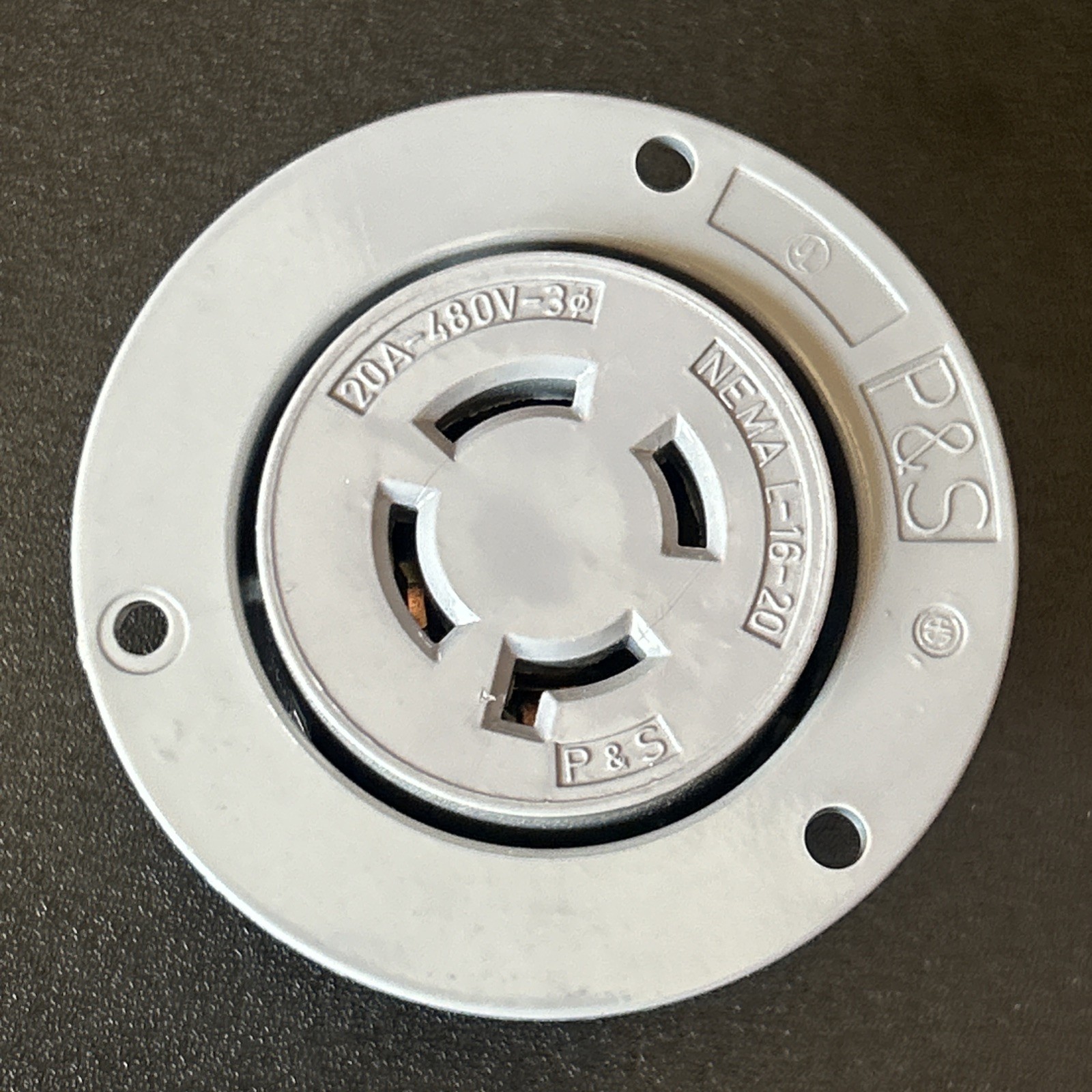 P&S Nema L-16-20, 20A-480V 3-Phase Female Plug, Flush Mount