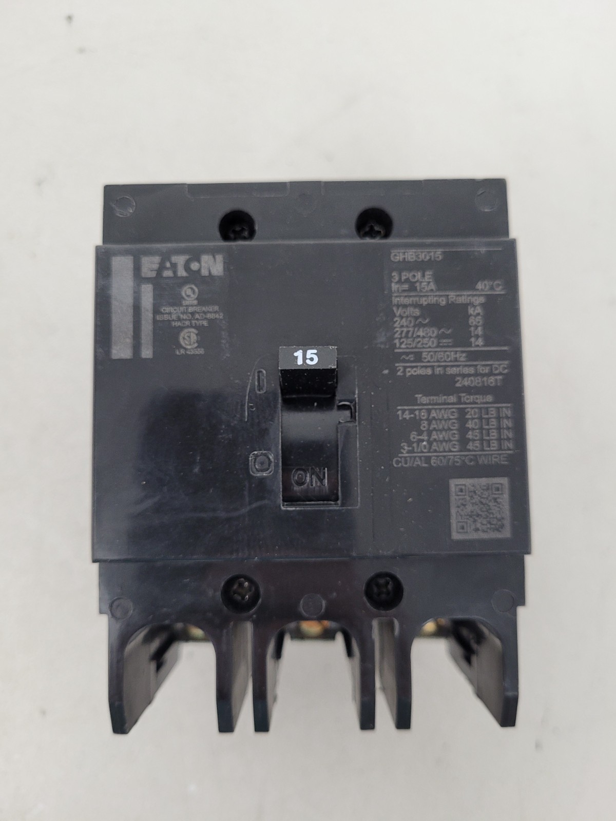 GHB3015 Eaton 15 Amp 480 Volt Circuit Breaker – Next Day Option – New