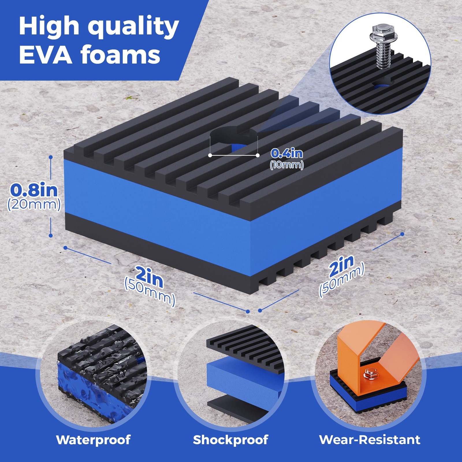 4PCS Anti Vibration Rubber Pads 2x2x7/8in Heavy Duty Air Compressor Isolators