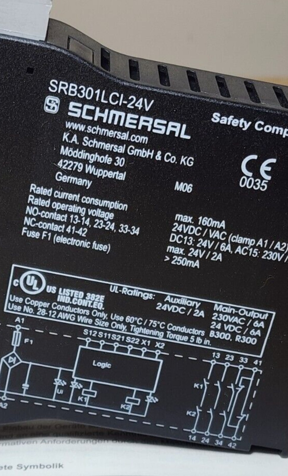 Schmersal 101176968 Safety Relay SRB301LCI 24VAC/DC