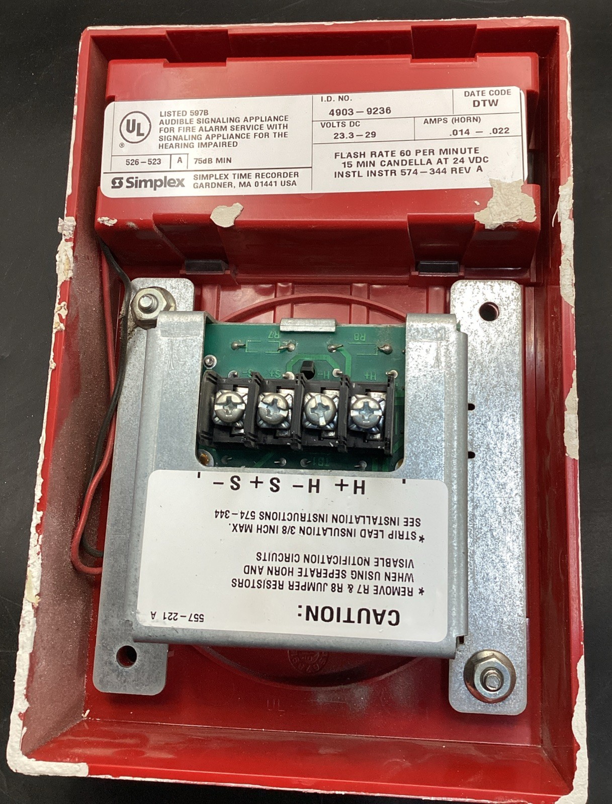SIMPLEX 4903-9236 FIRE ALARM HORN STROBE SPEAKER RED