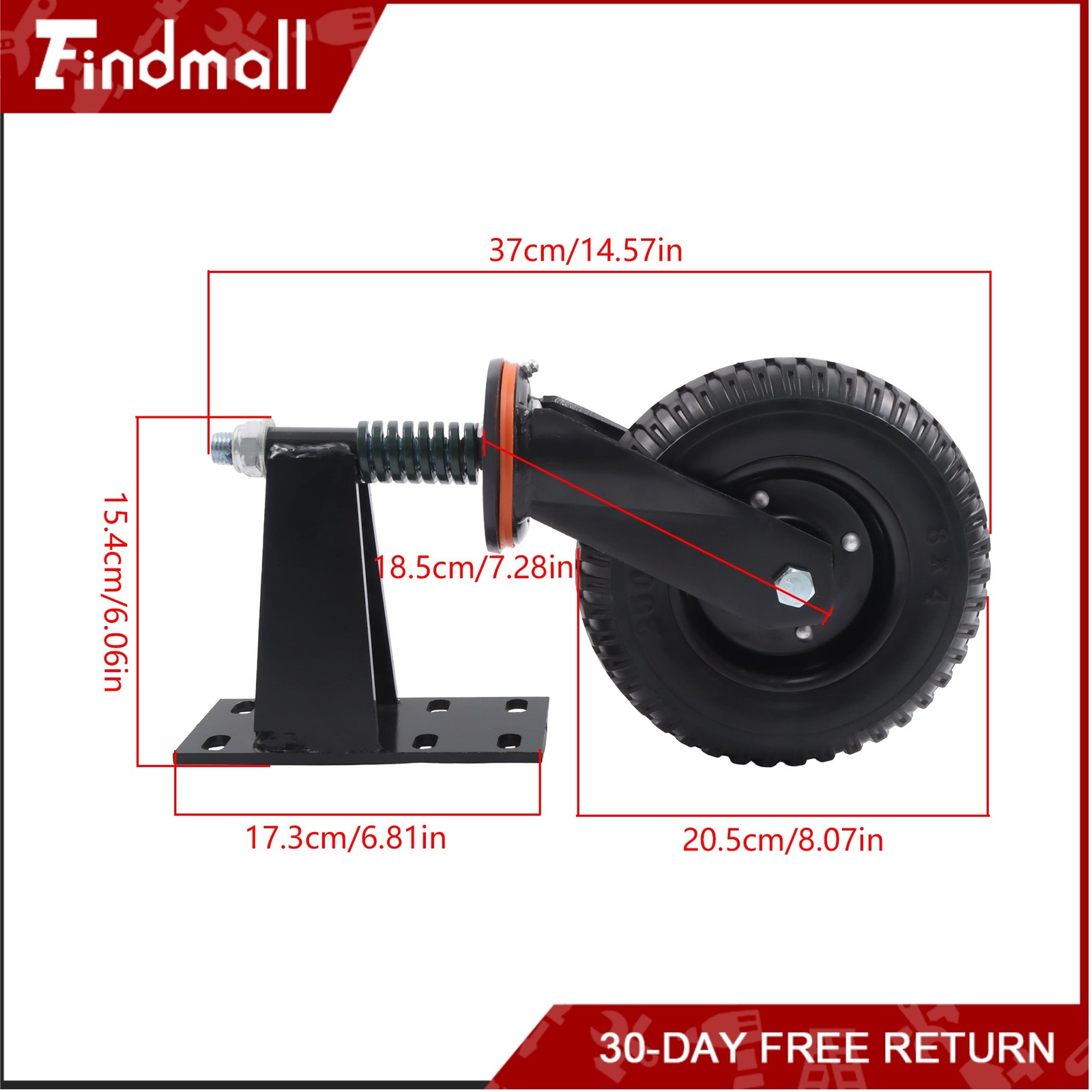 Findmall 2 Pcs Gate Casters 8″ 600Lbs (Straight/U-Bolt) Spring-Loaded Caster