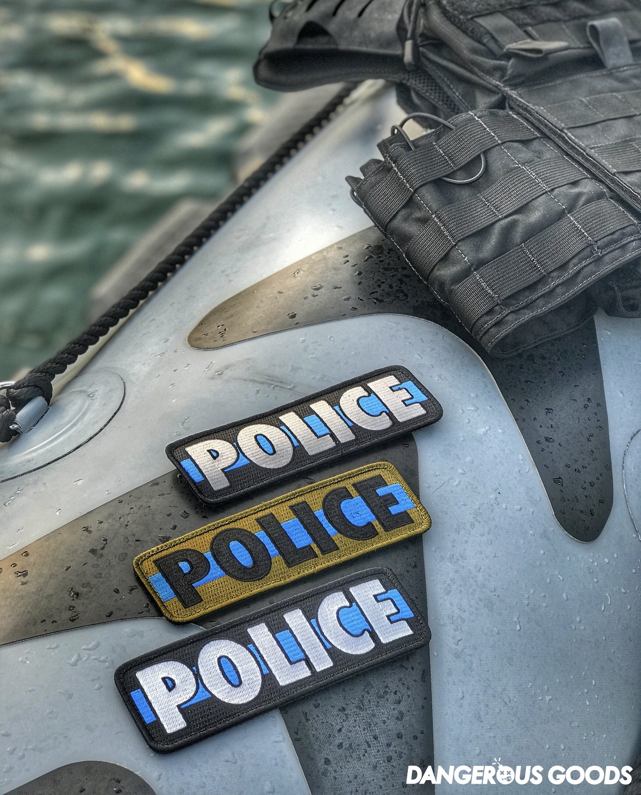 Dump Box DUTY GEAR THIN BLUE LINE PLATE CARRIER POLICE PATCH