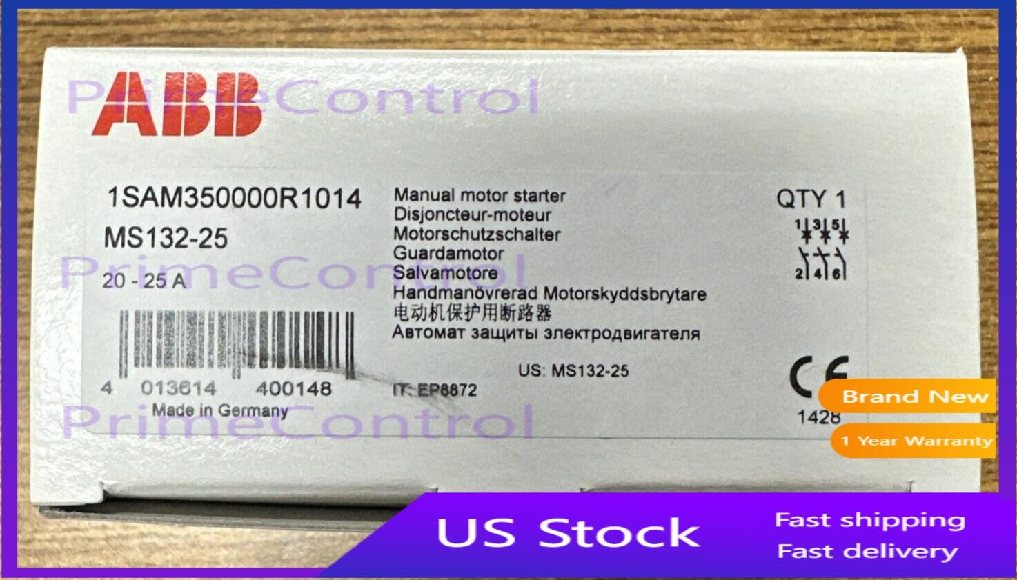 ABB MS132-25 1SAM350000R1014 MANUAL MOTOR STARTER 20-25A **NEW IN BOX**