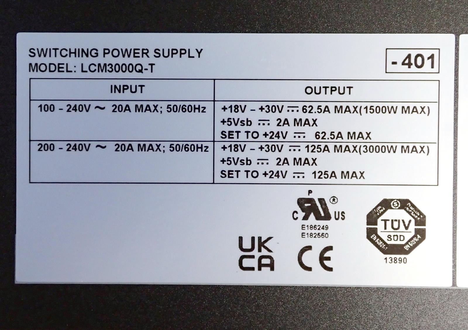 Artesyn LCM3000Q-T Switching Power Supply 24V 1500W/3000W | Load Tested @ 400W