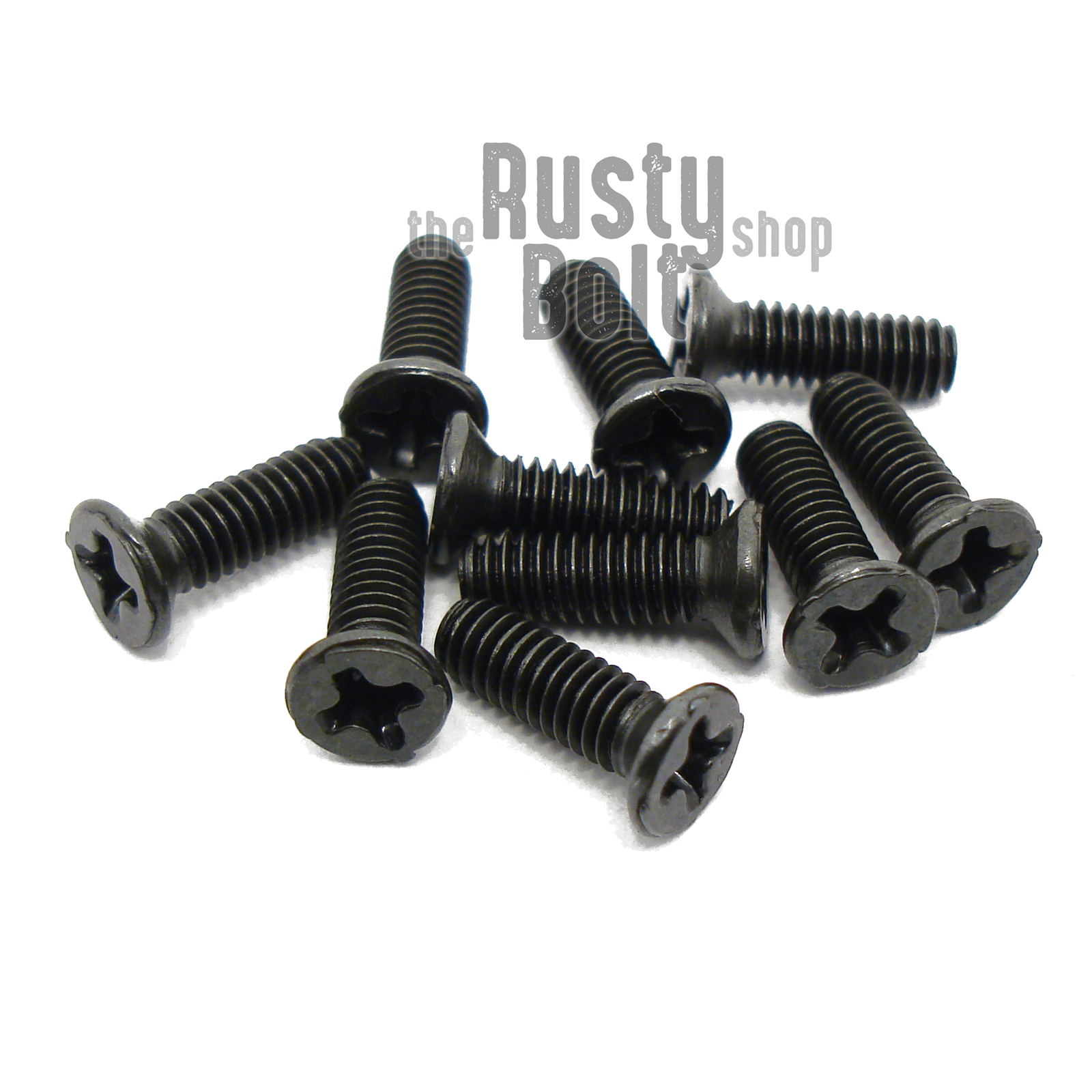 M2.5 x 8mm, Phillips Flat Head Screws, Steel, Black