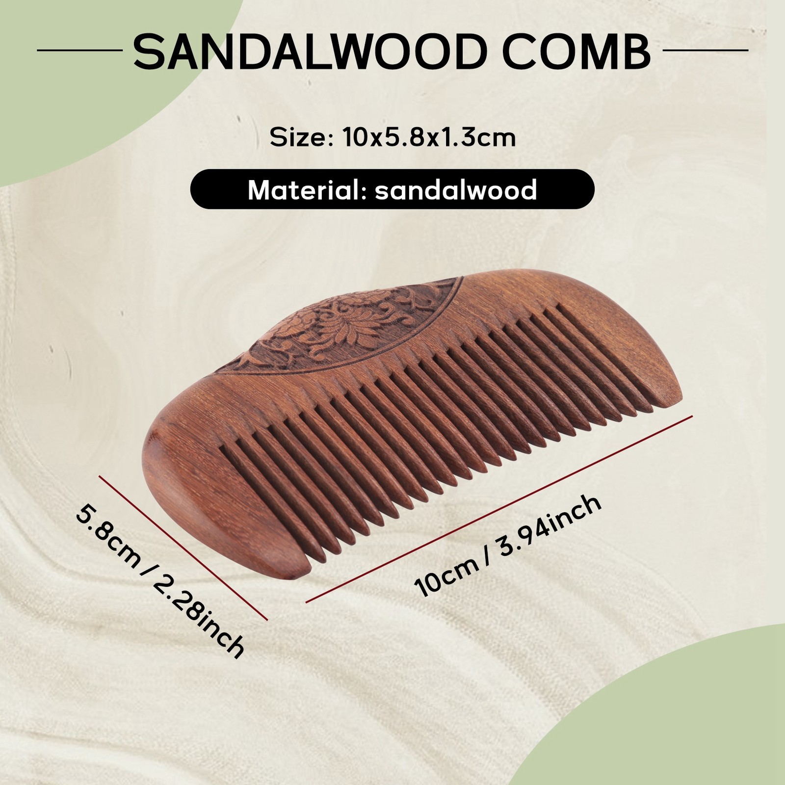 2x (comb sandalwood green natural super tight dent comb stati3825