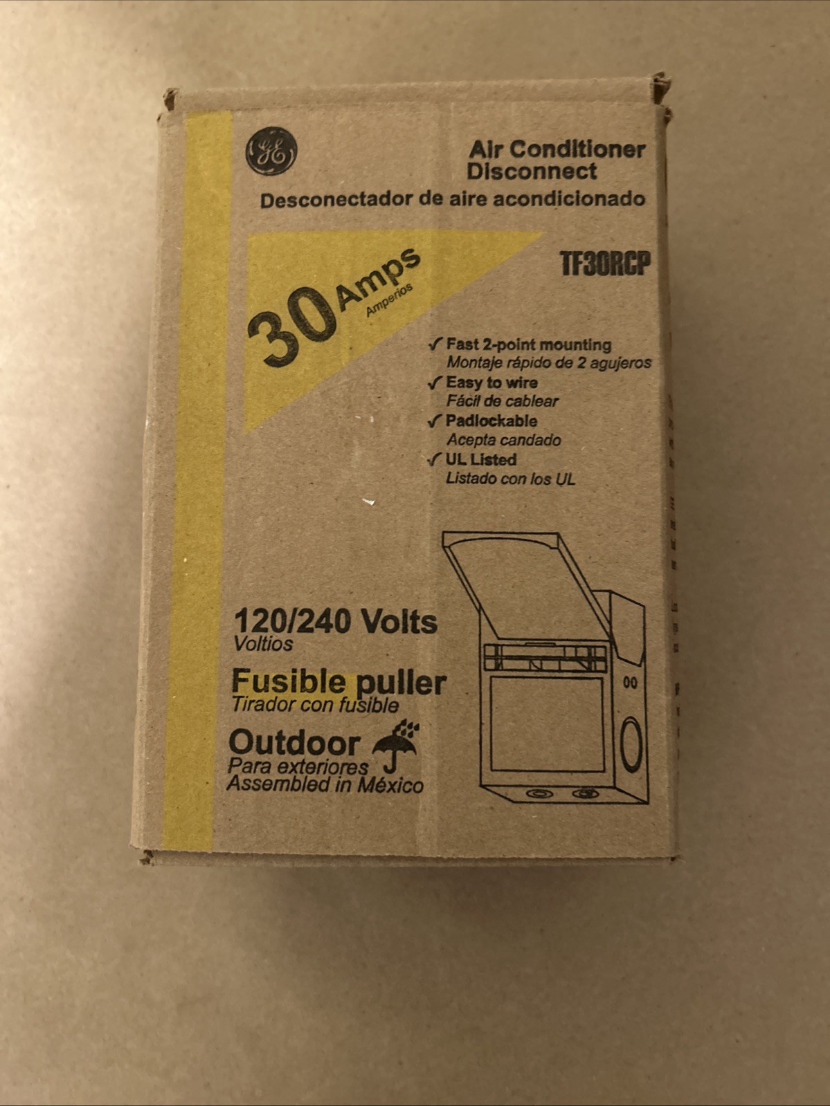 GE 30 Amp 120/240 Volt Fused AC Disconnect In Gray TF30RCP NEMA 3R