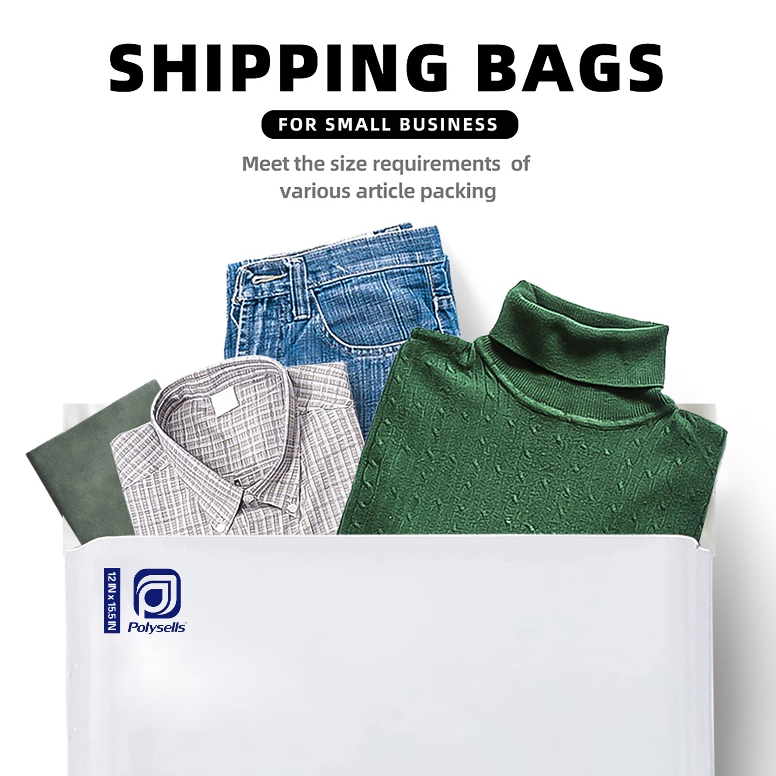 100 12×15.5 POLYSELLS Poly Mailers Envelopes Self Sealing Shipping Mailers Bags