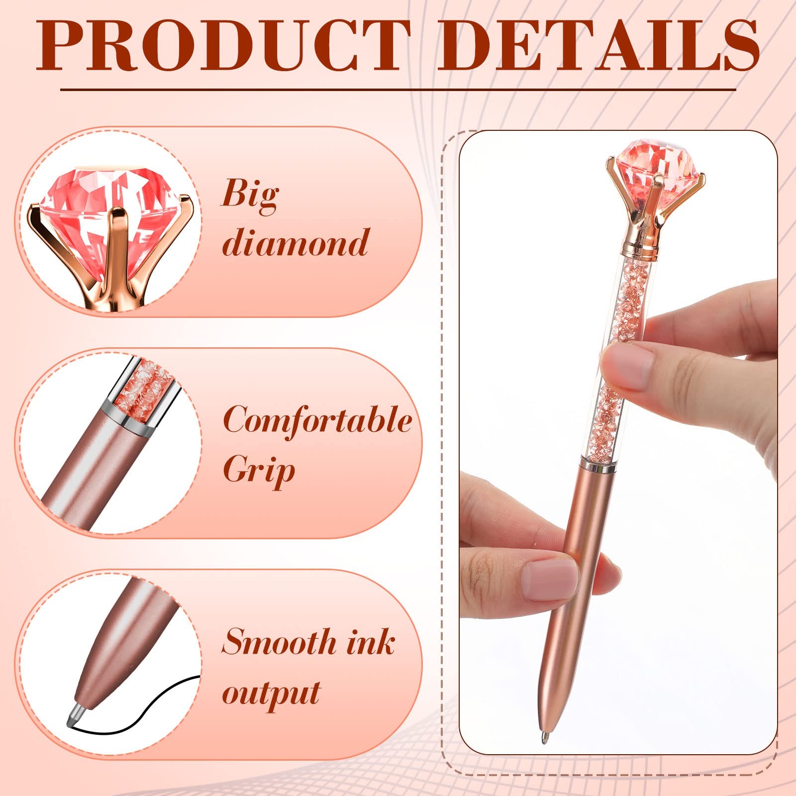160 Pack Big Crystal Diamond Pens Cute Ballpoint Pens Retractable Ballpoint G…