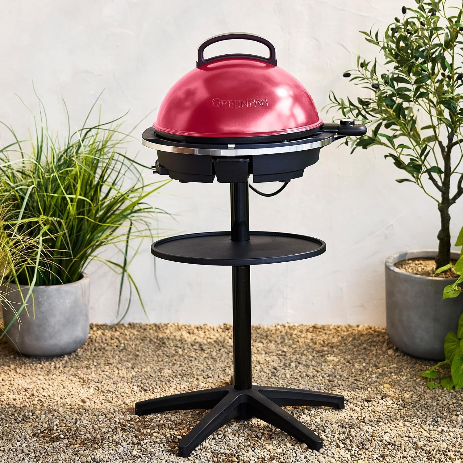 2-in-1 Portable Indoor & Outdoor Standing Electric Grill & Griddle,Cinnamon