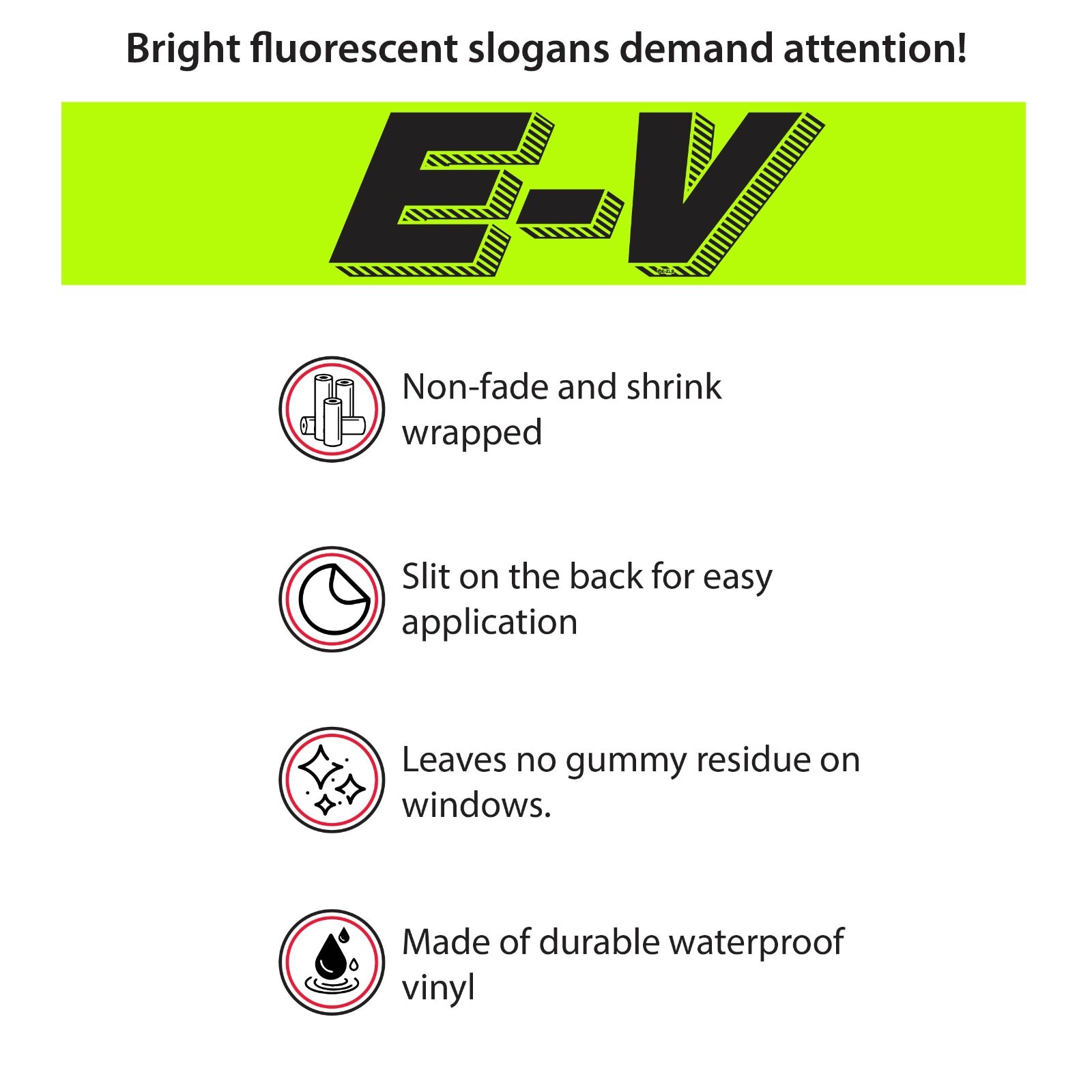 12-Pack Fluorescent Chartreuse Windshield Signs – Waterproof, Adhesive Car Decal