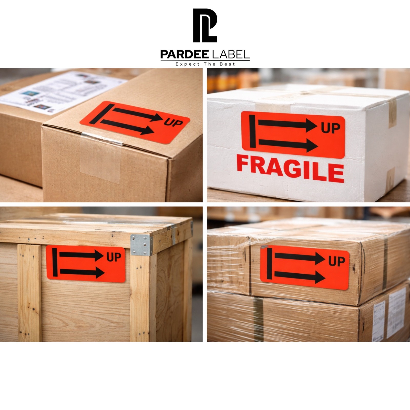 Arrow Up Stickers Neon Red 1” x 3” 250 Labels per Roll