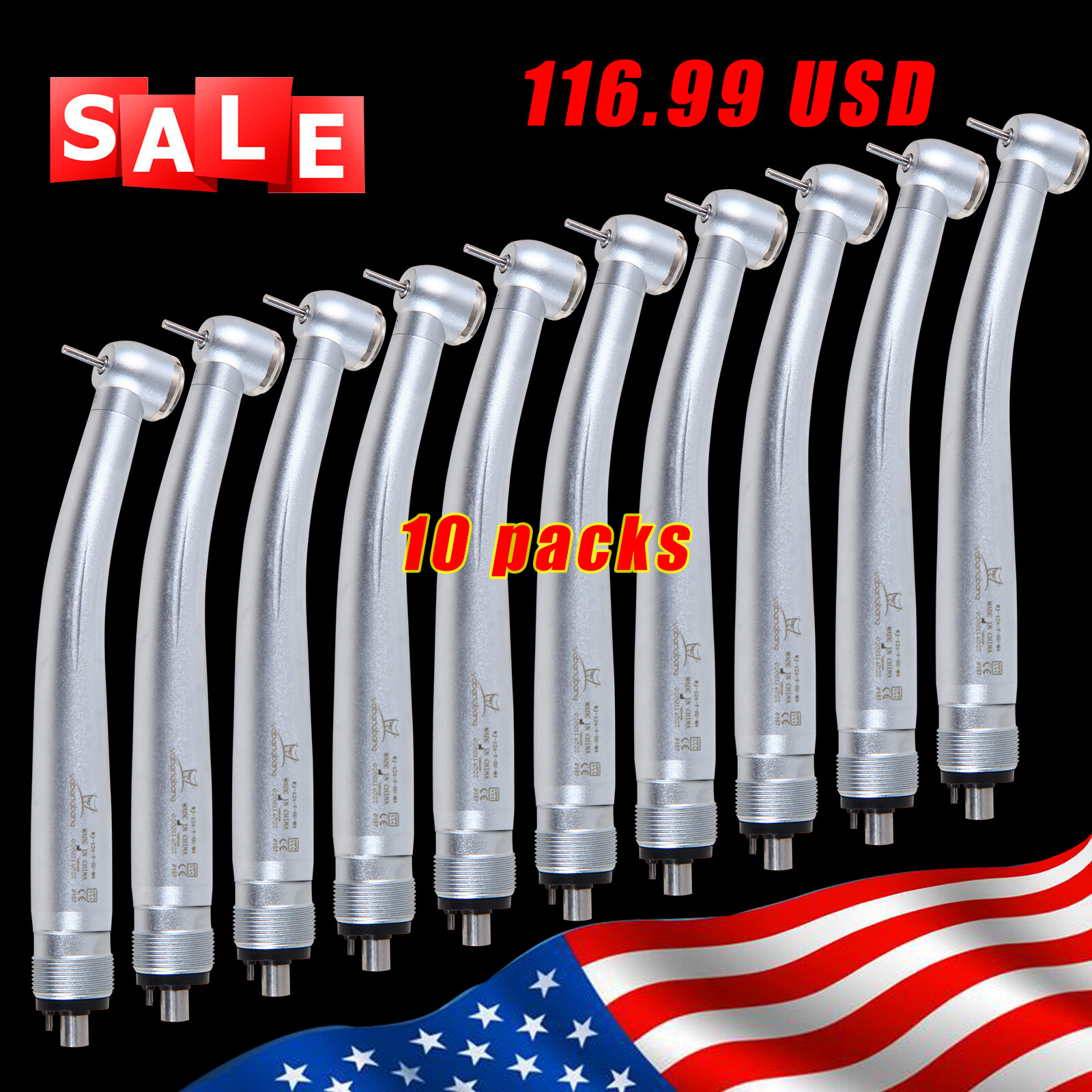 10 YABANGBANG NSK Style Dental High Speed Handpiece Push Button 4 Hole Pana Max