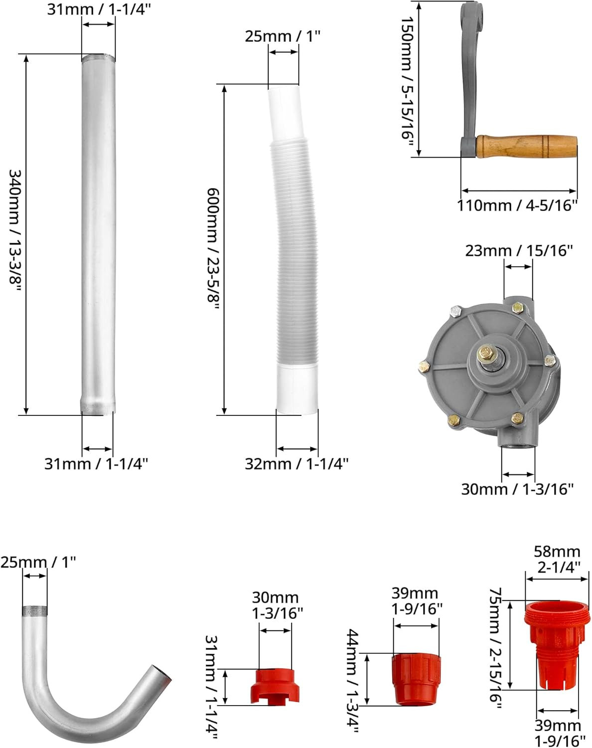 Aluminum Drum Rotary Hand Pump, Barrel Pump Hand Crank Oil Gas Barrel Drum Pump