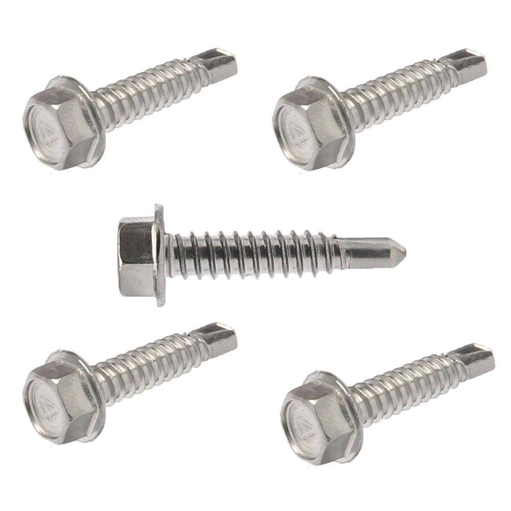 #12 x 2-1/2″ Hex Head Self Drilling Metal Tek Screws Stainless Steel Qty 500