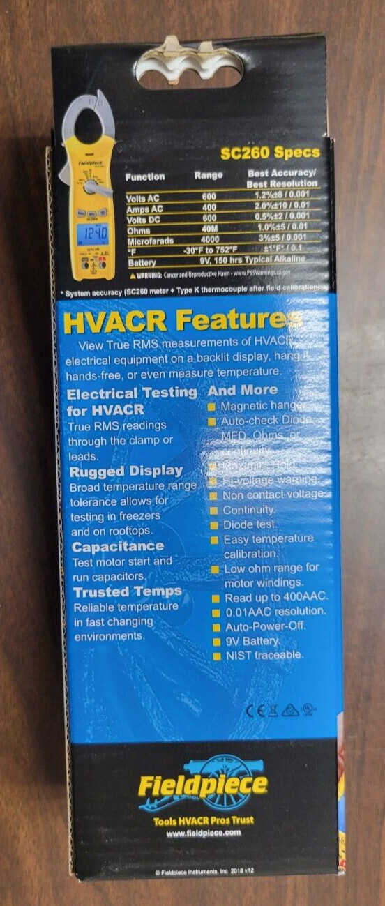 USED ONE Fieldpiece SC260 Compact Clamp Meter True RMS HVAC Multimeter w/ Magnet