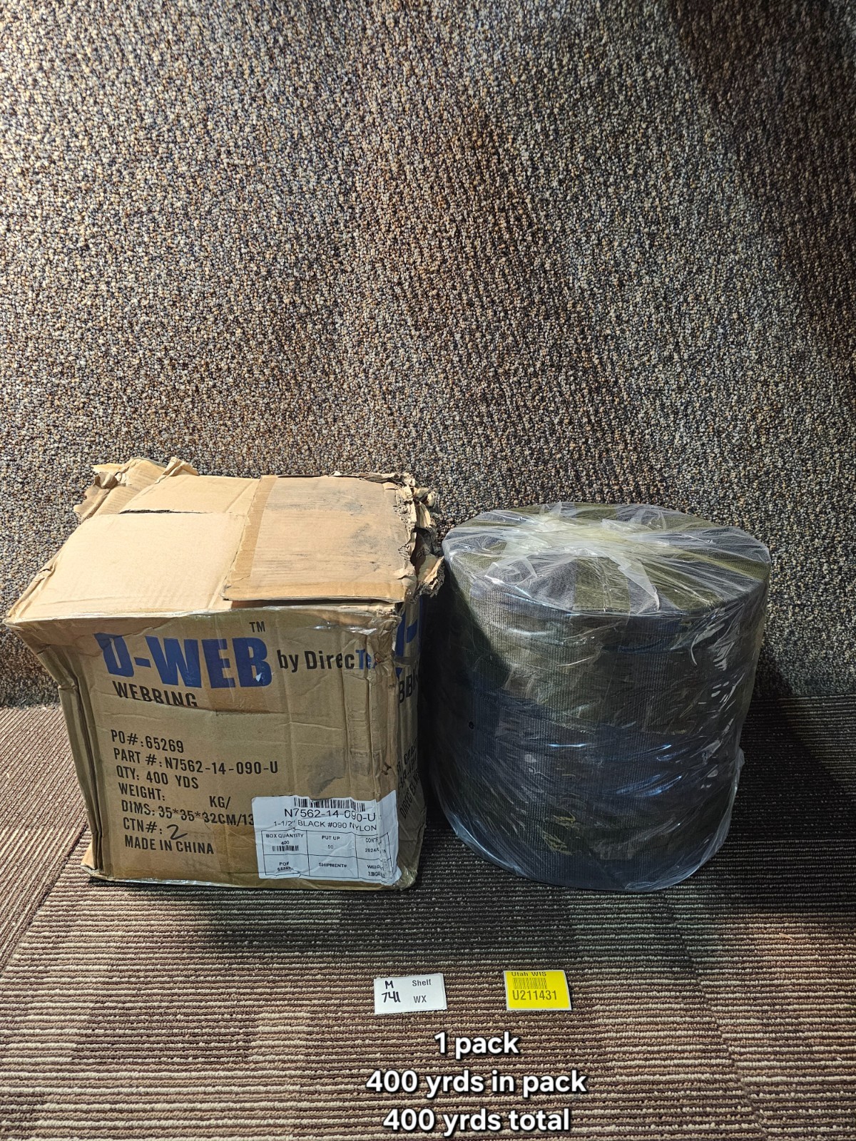 D-WEB Webbing N7562-14-090-U Narrow Woven Nylon Webbing 1-1-2″ 400 Yards Nylon
