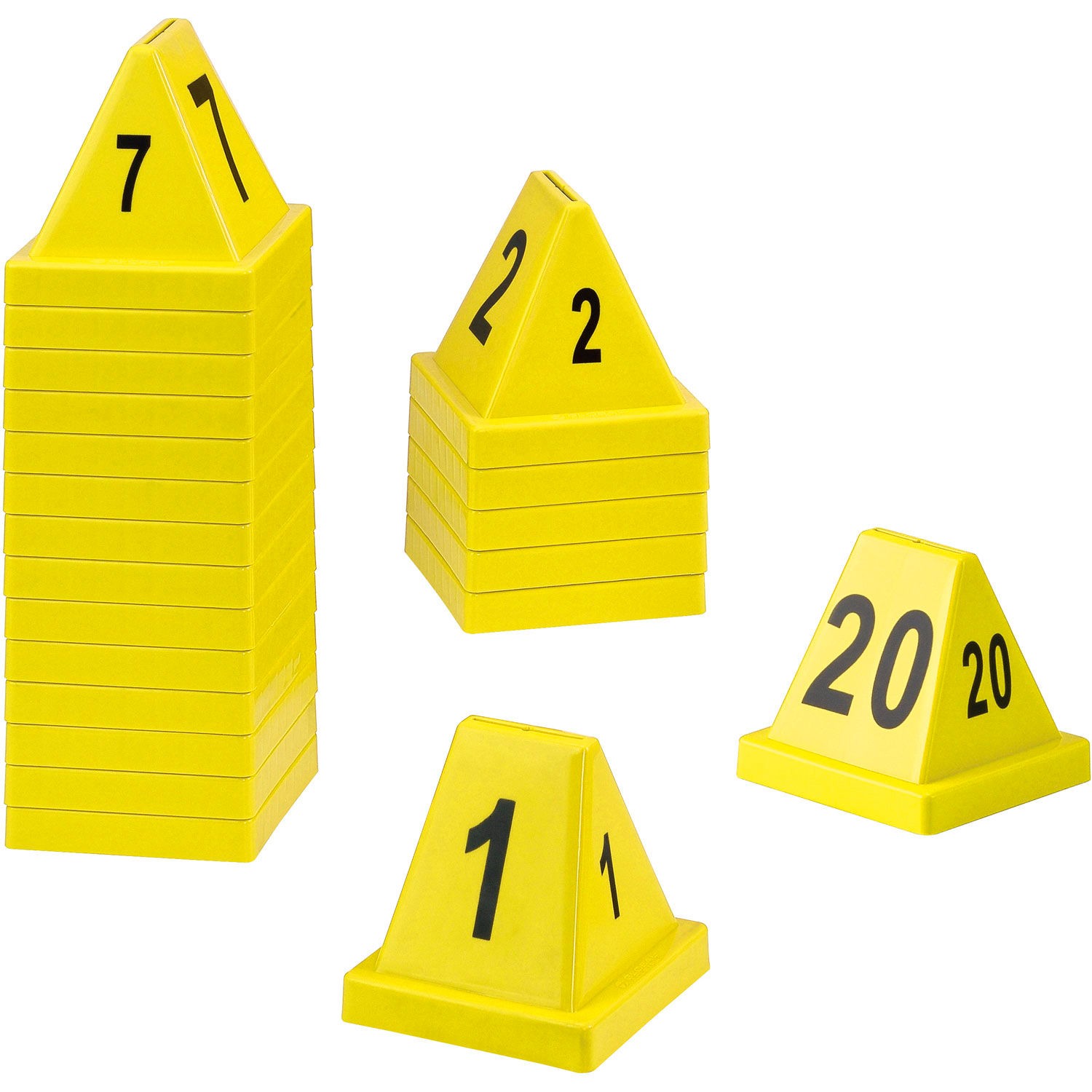 Numbered Cones 1-20 4-1/2″L x 4-1/2″W x 4-3/8″H Yellow