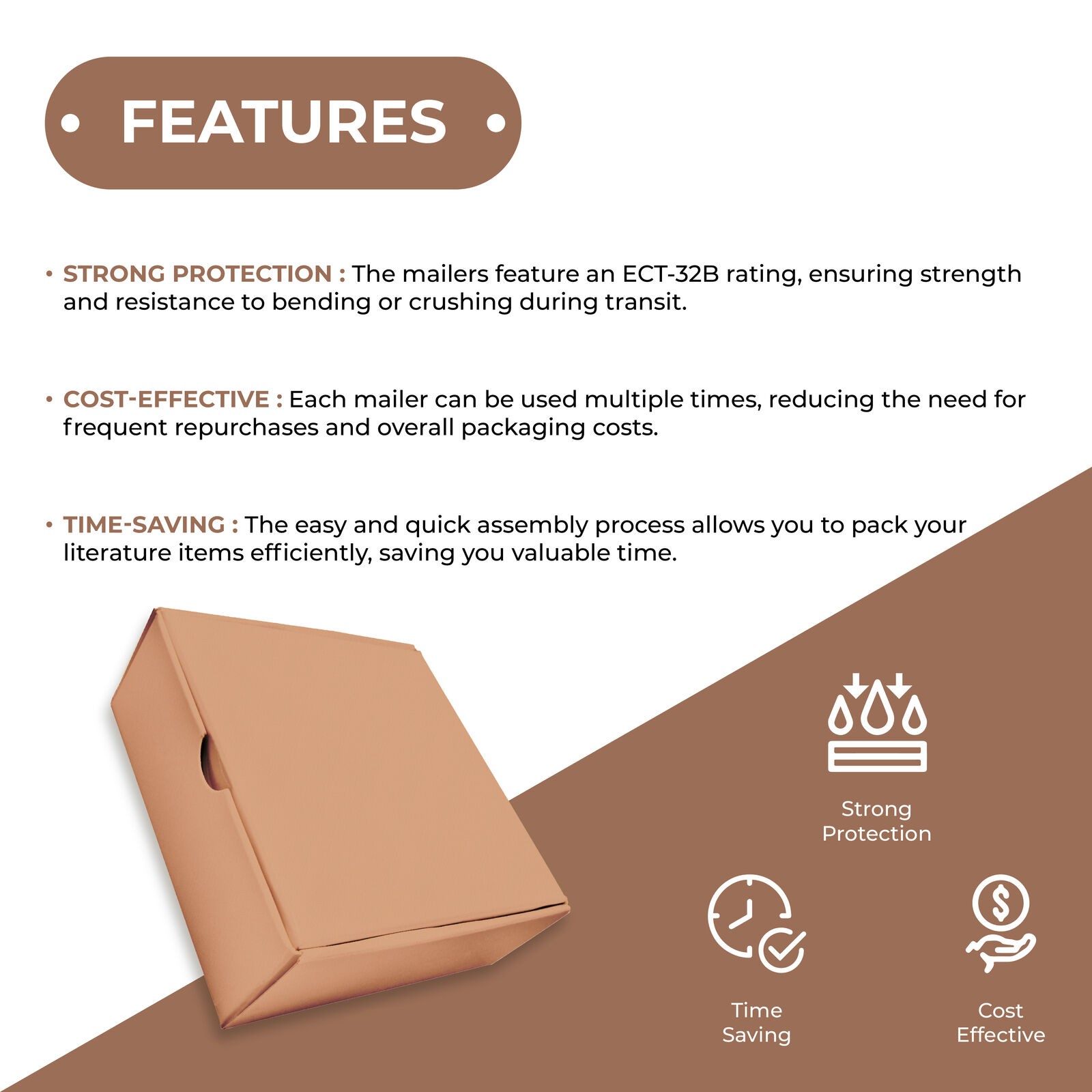 Kraft Literature Mailers 14x10x2″ ECT-32B 50/Case