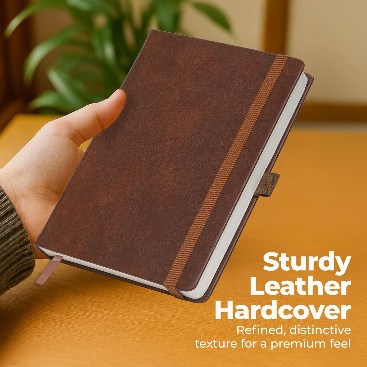 Lined Leather Bound Journal Notebook, A5 Hardcover – Brown 5.8×8.3″ A5,