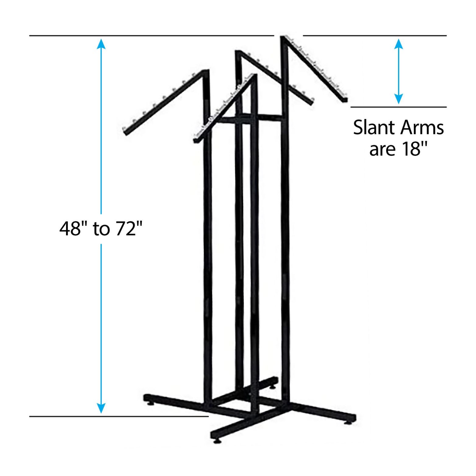 SSWBasics Black 4 Way Adjustable Clothing Rack with Slanted Arms – Retail